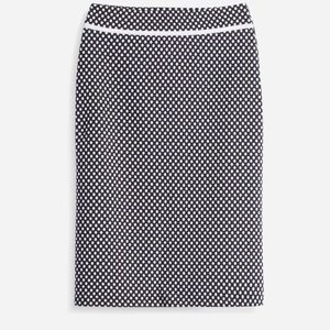 Polka Dot fitted skirt-unlined, Vent hem, slim cut, 25” length.